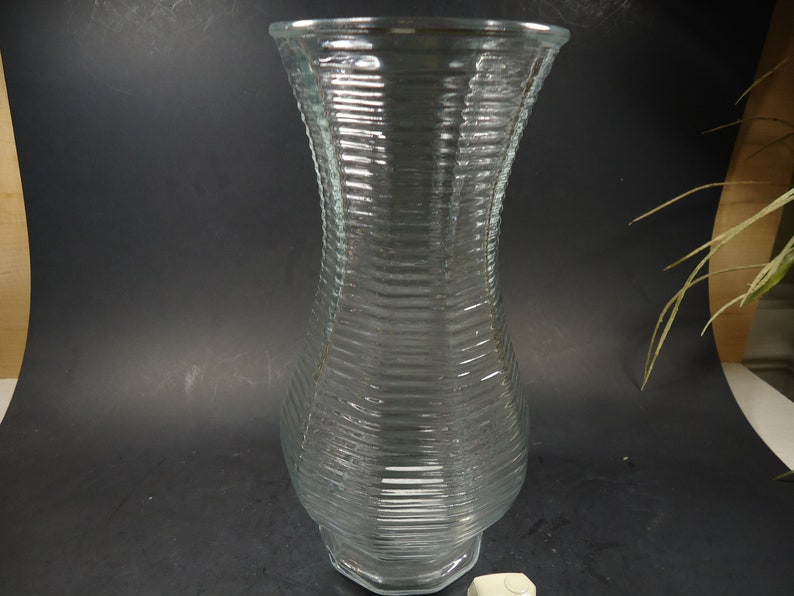 Large Crystal Clear Glass Pedestal Vase Etsy