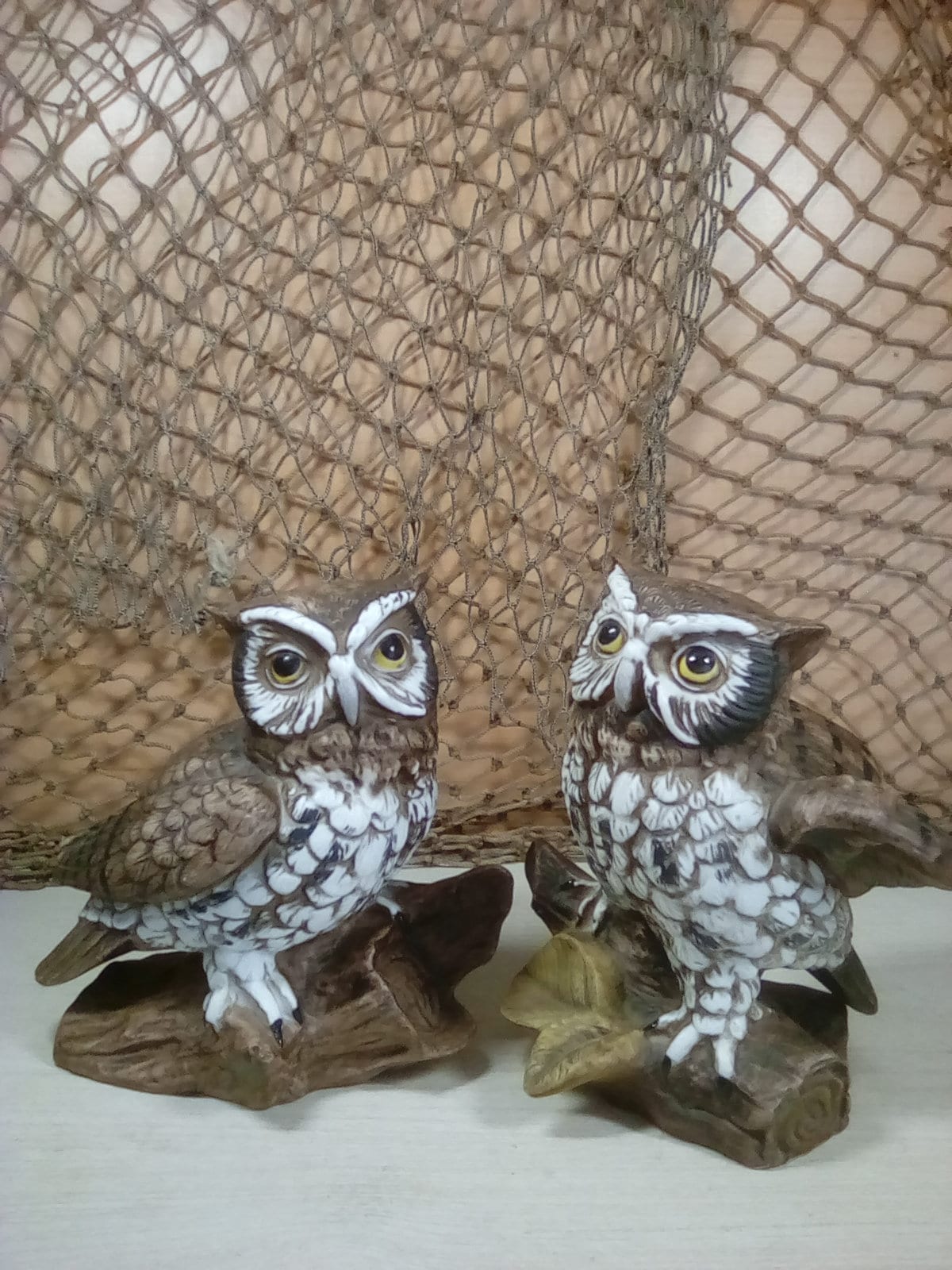 2 Vintage porcelain Homco owls figurines