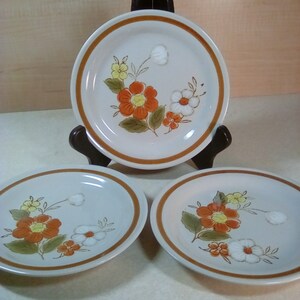 Set of 3 Bread and butter plates Mountain Wood Collection stoneware Trellis Blossom design