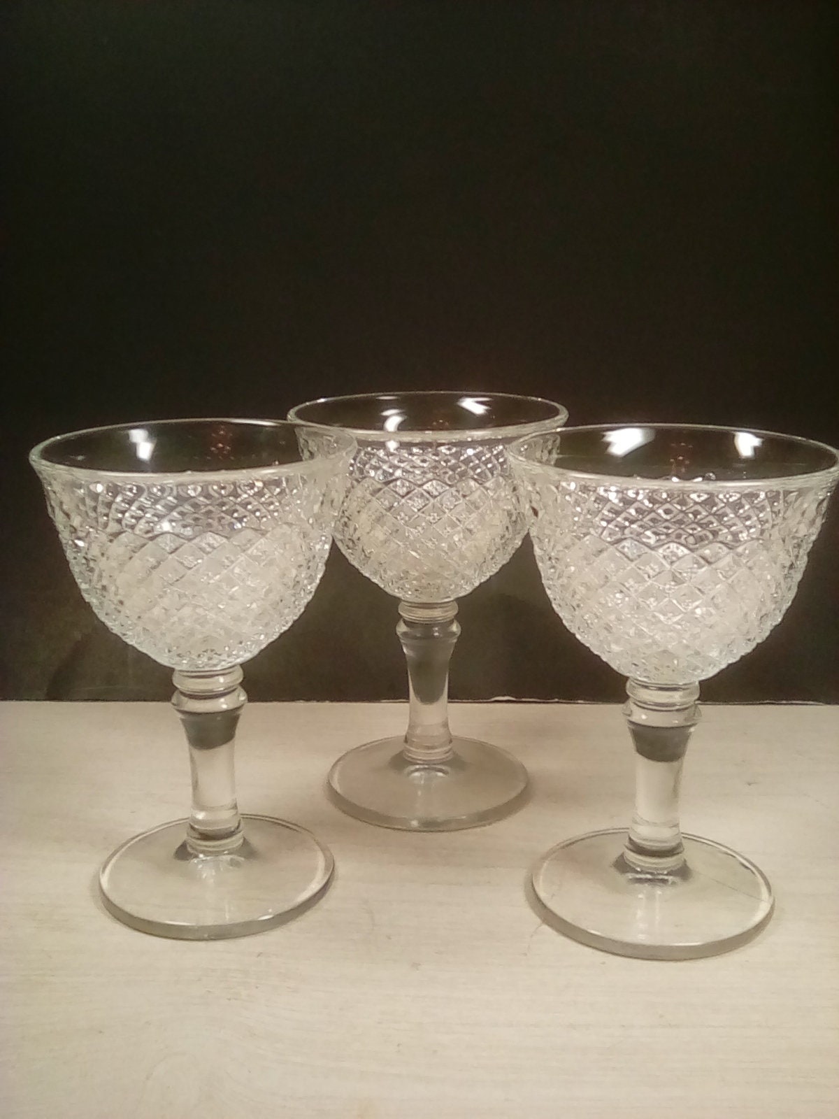 Vintage Westmoreland Clear English Hobnail 2oz Wine Glasses Set of 4