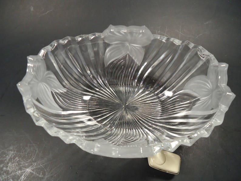clear glass embossed flower oval bowl