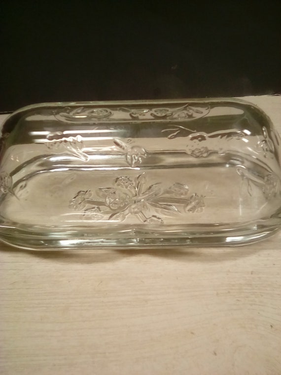 Anchor Hocking Clear glass oval butter dish Butter Dishes Home & Living
