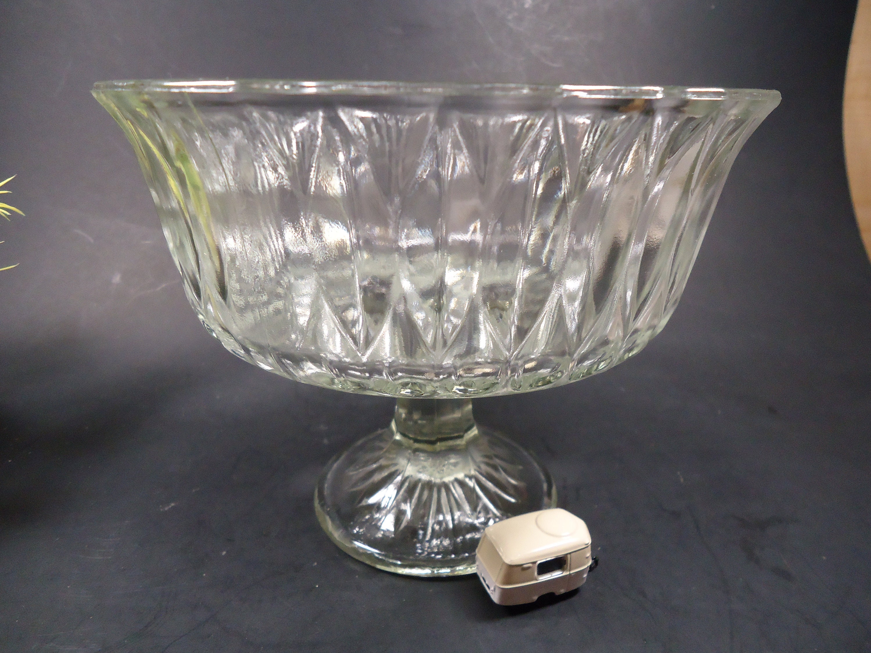 Large Clear Glass Pedestal Bowl Etsy UK