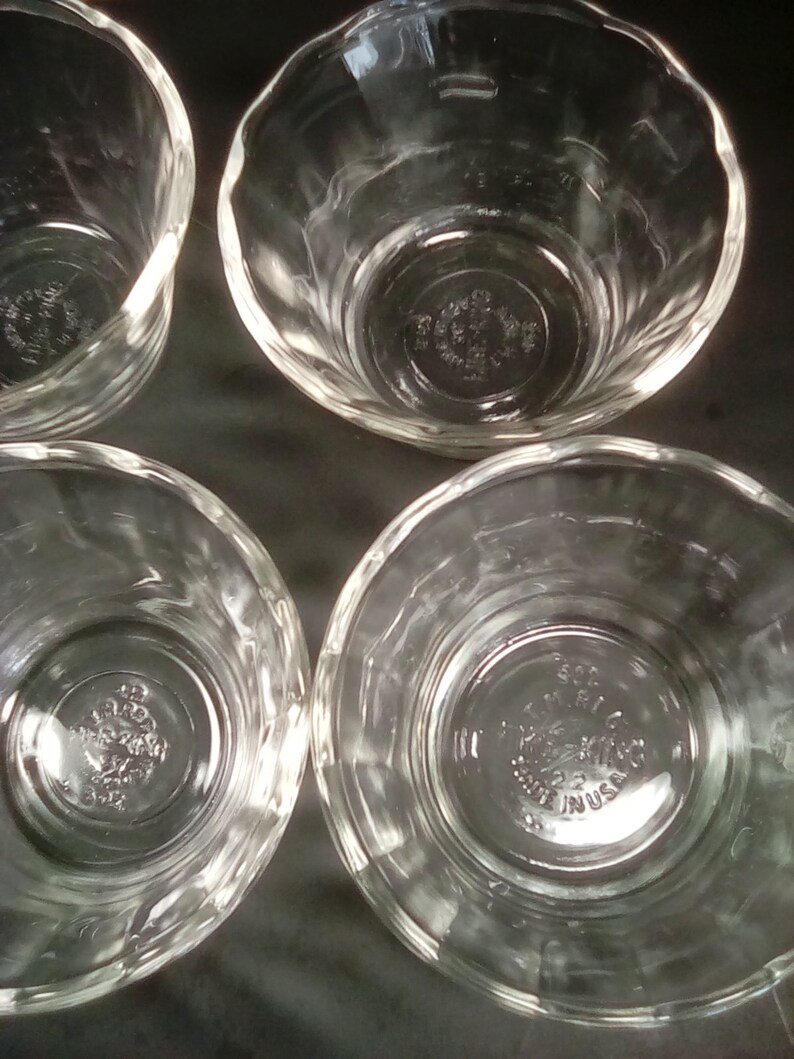 4 Fire King Clear Glass Desert Bowls Etsy
