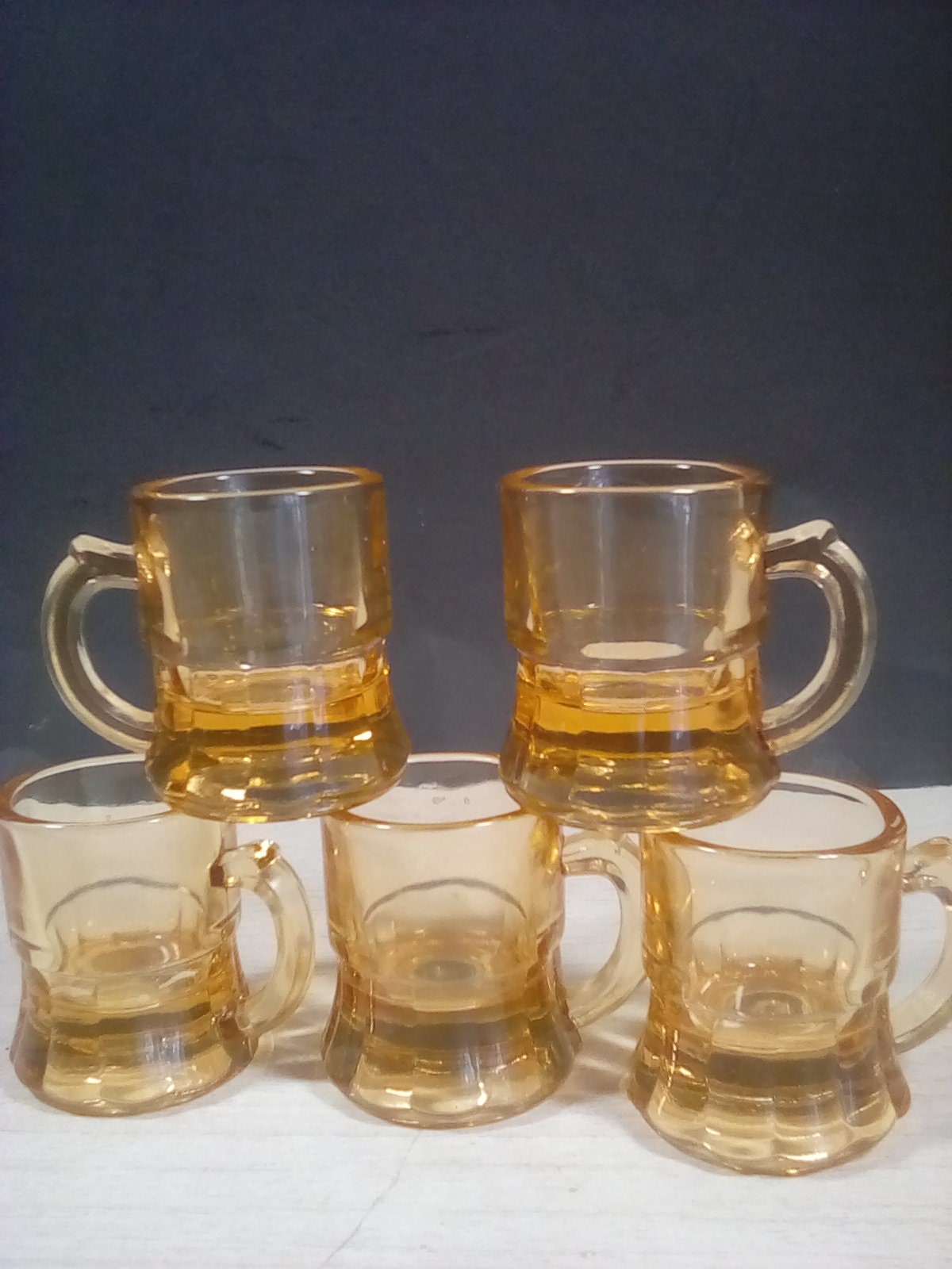 Set of 5 Amber Shot Glasses Etsy UK