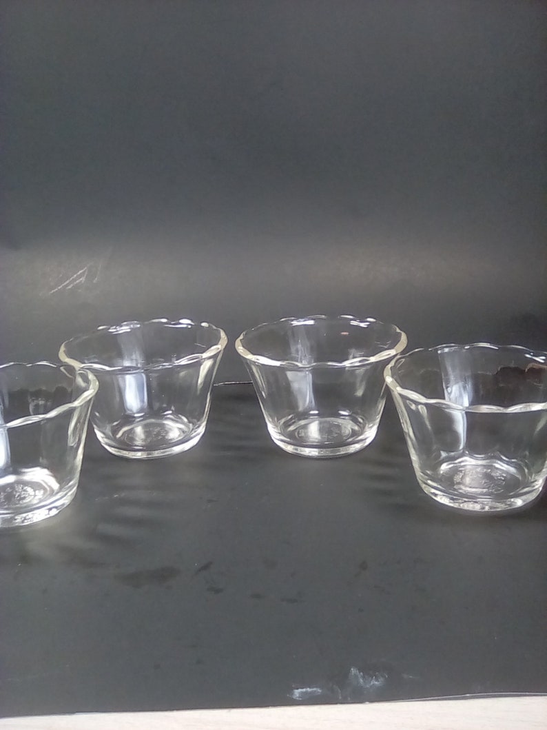 4 Fire King Clear Glass Desert Bowls Etsy