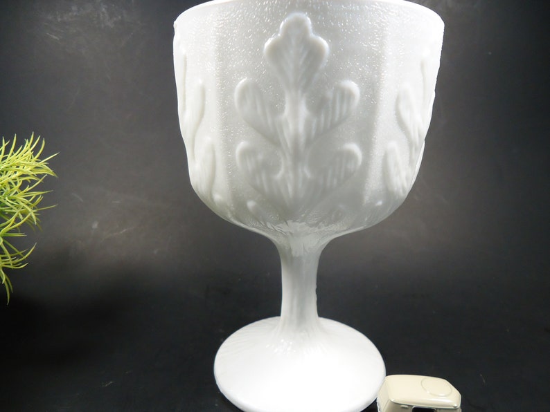 milk glass pedestal vase oak leaf pattern FTD I have 2