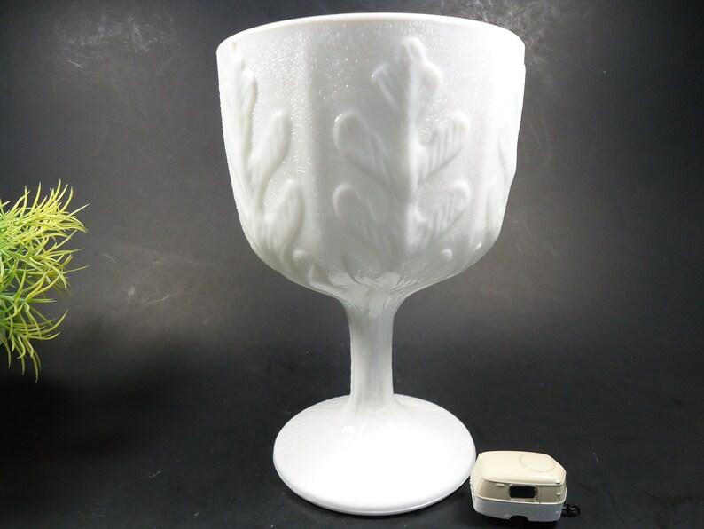milk glass pedestal vase oak leaf pattern FTD I have 2