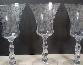 set of 3 Cambridge Chantilly crystal water glasses