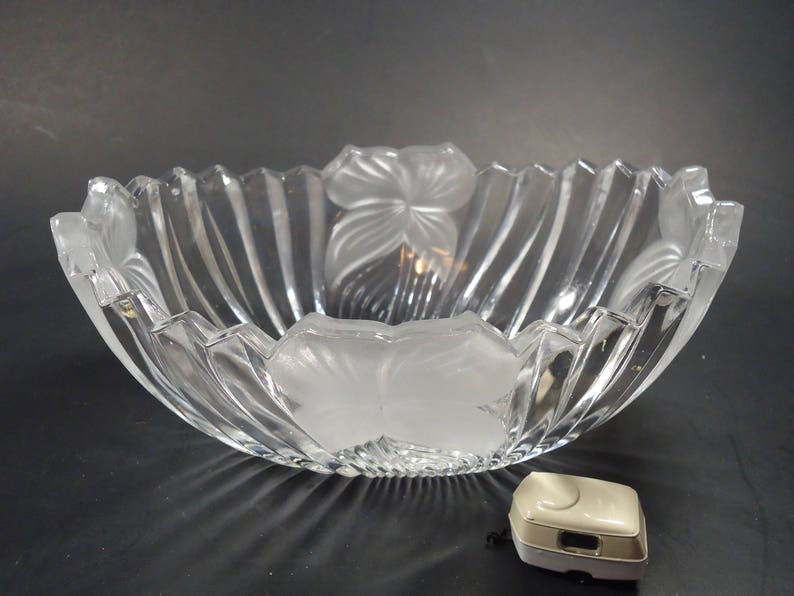 clear glass embossed flower oval bowl