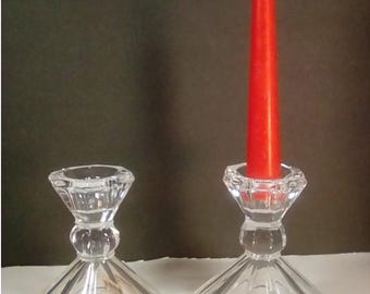 Set of 2 clear 24% lead Crystal candlestick holders