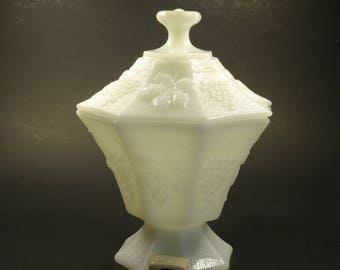 pedestal milk glass candy dish