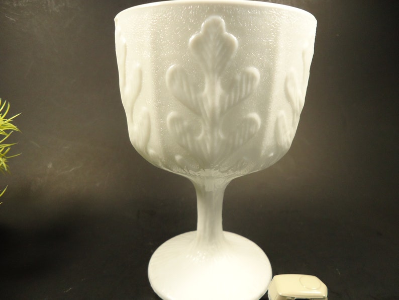 milk glass pedestal vase oak leaf pattern FTD I have 2