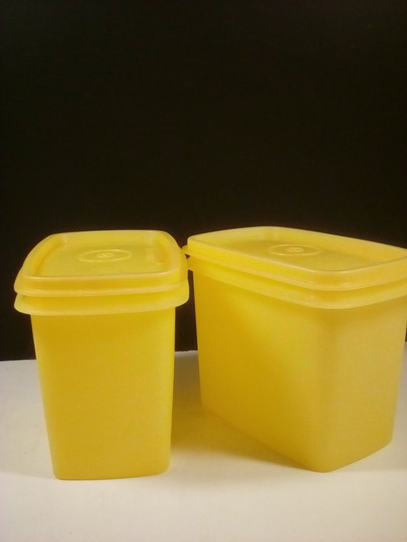 2 Tupperware Small Yellow Storage Containers With Lids 