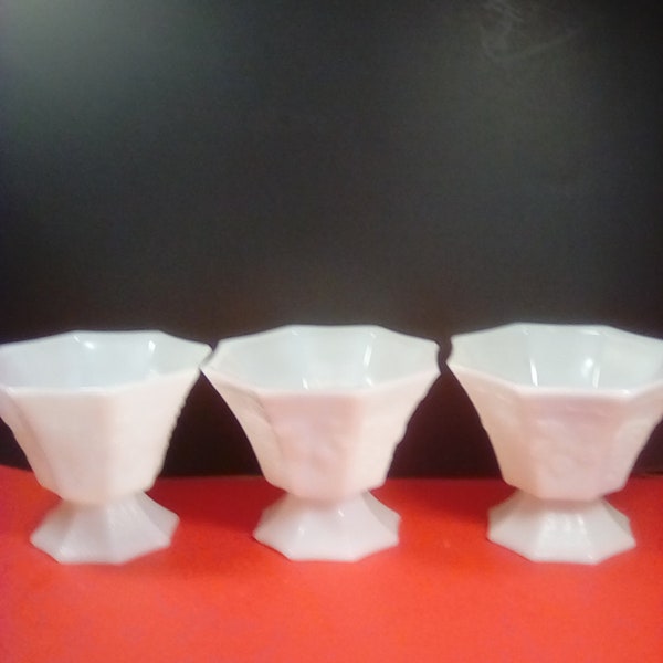 3 milk glass pedestal vase