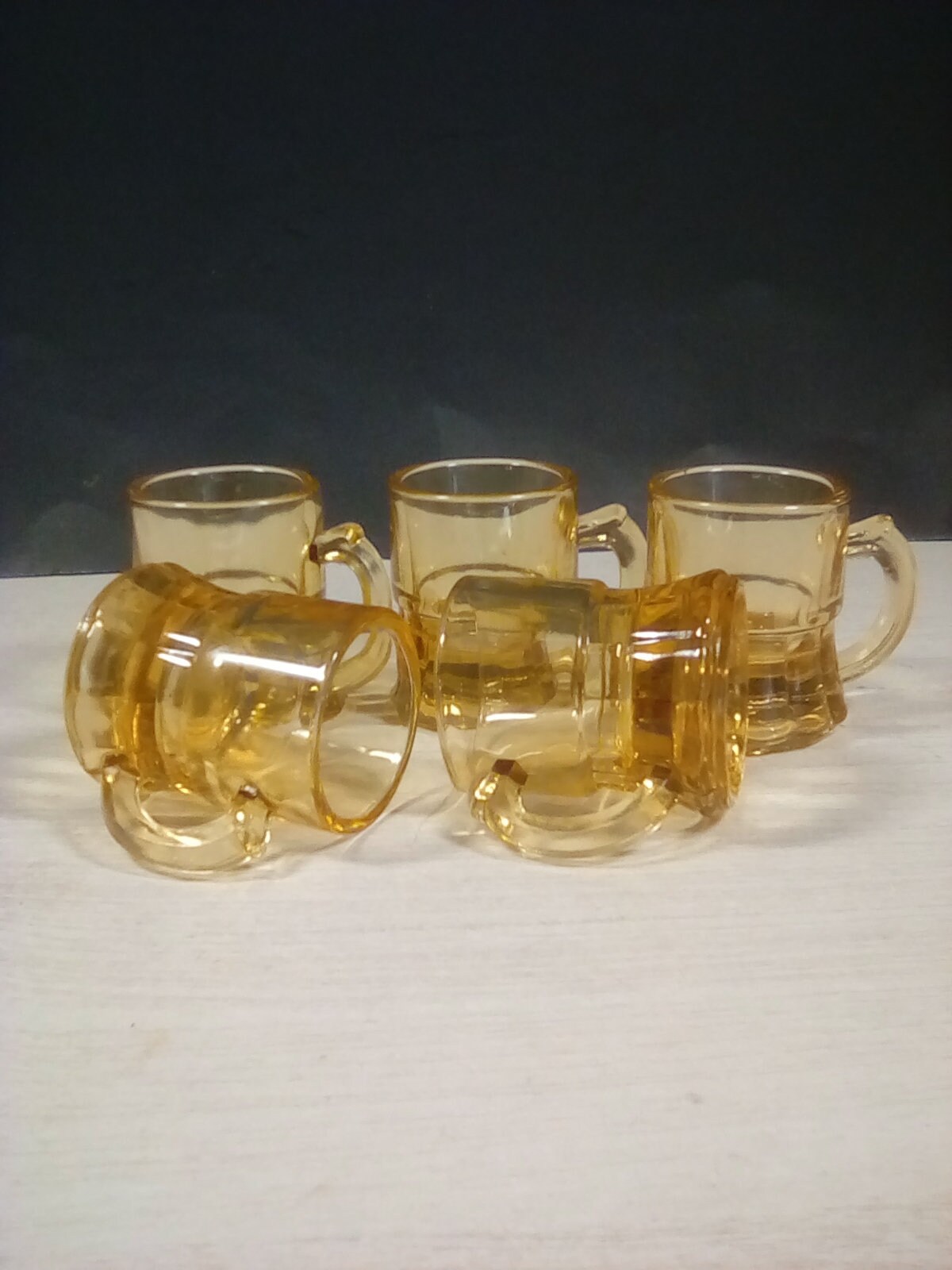 Set of 5 Amber Shot Glasses Etsy UK