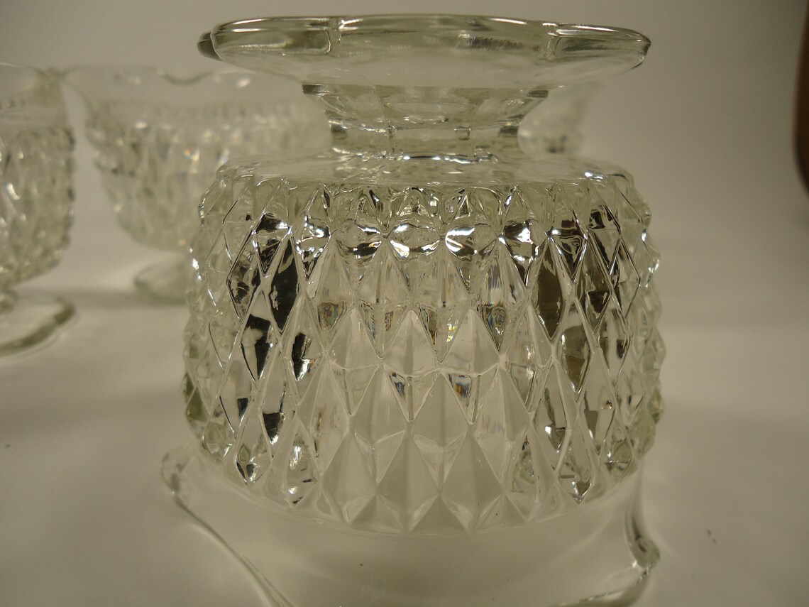 Small Hobnail set of 4 pedestal clear glass bowls Etsy