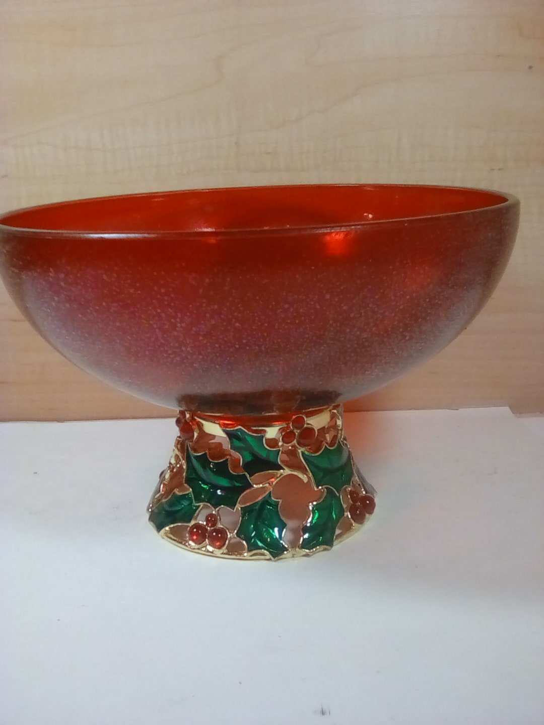 Pretty Ruby Red Glass Pedestal Christmas Bowl - Etsy