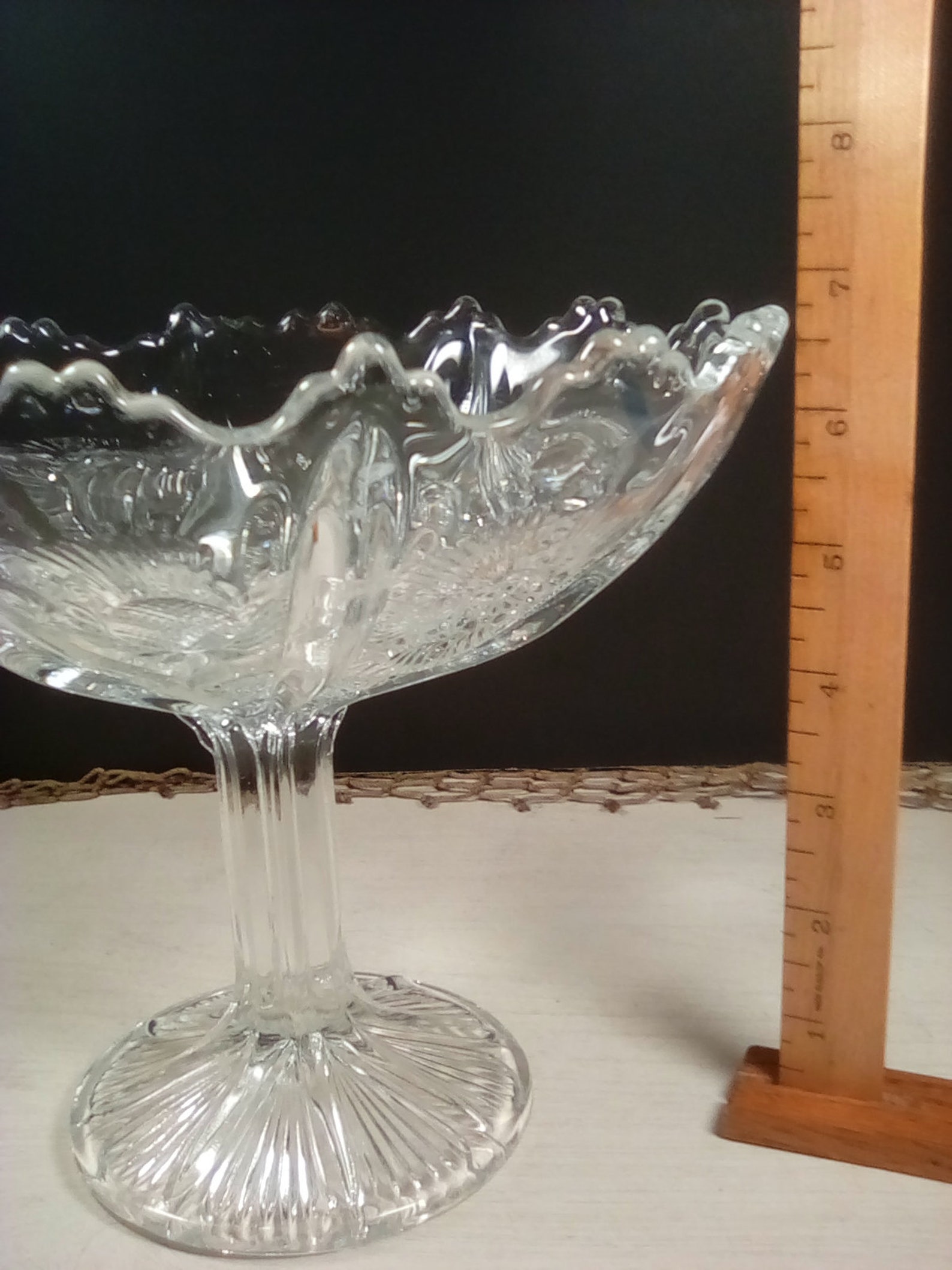 Large Clear Glass Pedestal Bowl Etsy