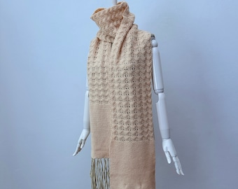 Soft Wool & Angora - Chunky Knit Extra Large Fringe Scarf