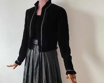Vintage LOUIS FERAUD Silk Velvet Dress / Stroke of Midnight Dress / Black Taffeta Ball Gown