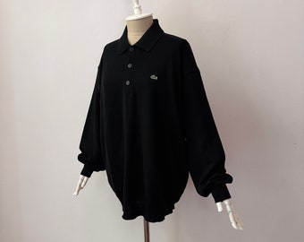 Vintage - 100% lana merino - Maglione lavorato a maglia nero con collo alto