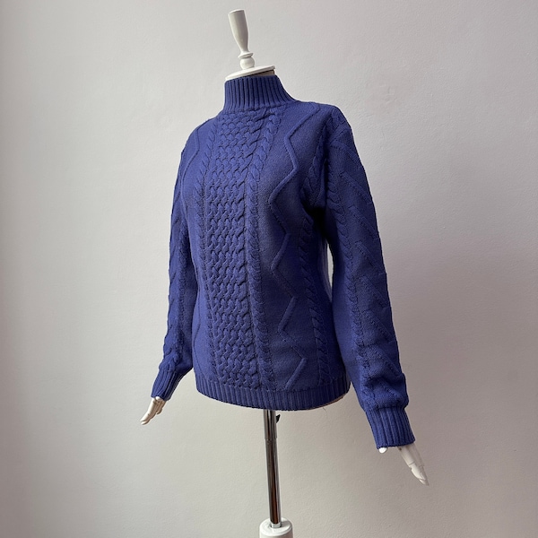 100 % laine mérinos douce - Pull en tricot à col montant pour femme