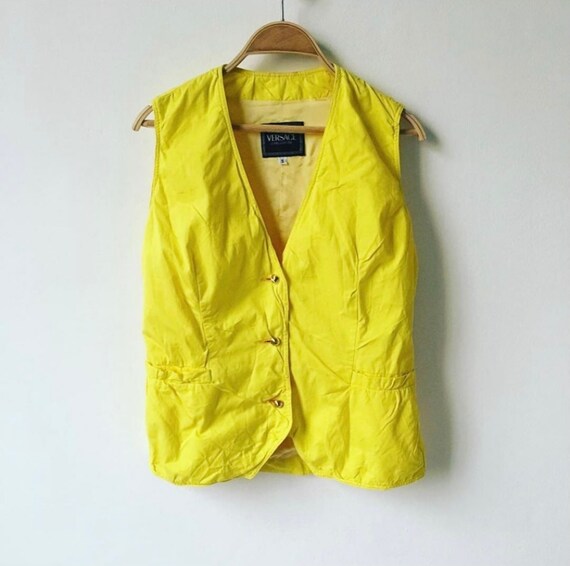 Vintage VERSACE Jeans Couture Yellow Vest / Size S