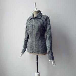 100% Pure Cashmere - Women&#39;s High Neck Chunky Knit Zip Up Cardigan Jacket
