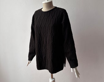 100% Soft Wool - Women's Relaxed fit Dark Brown Knit Sweater