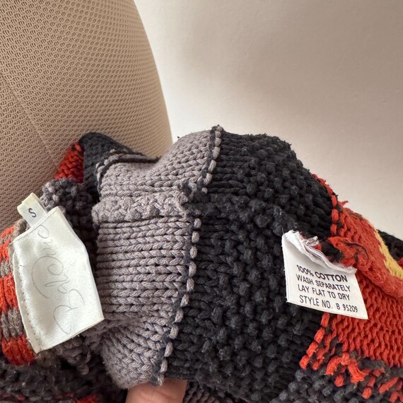 Vintage 100% Baumwolle Damen Loose Fit mehrfarbiger grobstrick