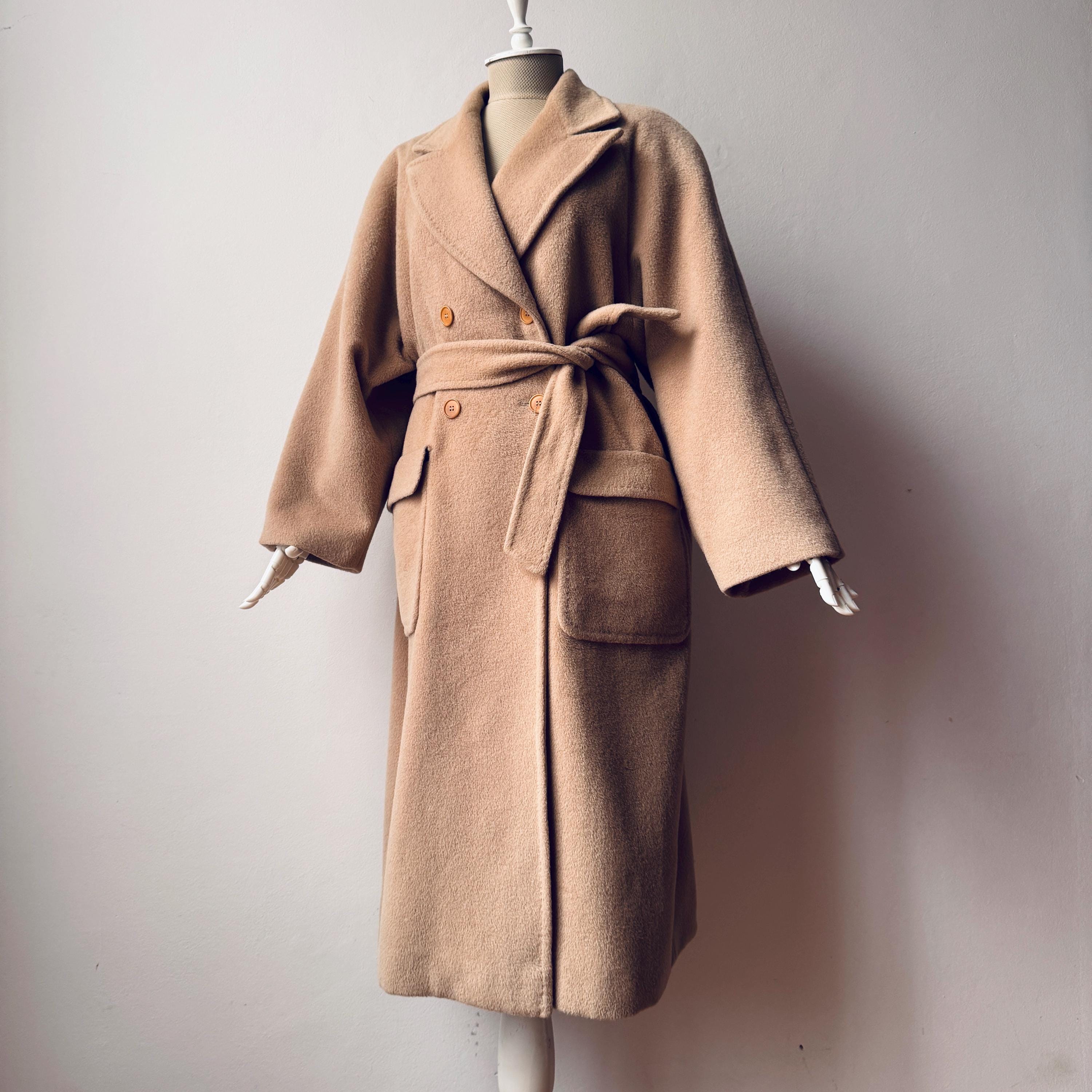 【OVERDUEFLAIR】alpaca belted double coat_brown Vintage - Alpaca & Wool - Women's Loose Fit Double Breasted