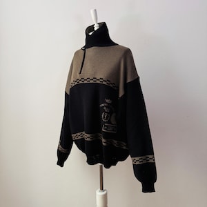 Vintage Wollmischung - Offener Kragen Lockere Strickpullover