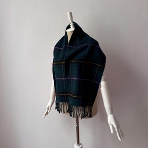 vintage - Écharpe foulard à carreaux 100 % laine