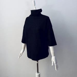 Mohair-Wollmischung - Schwarzer Strickpullover mit V-Ausschnitt für Damen