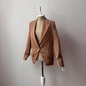 100% Wool - Women&#39;s Classic Camel Brown Blazer Single Button Tailored Jacket
