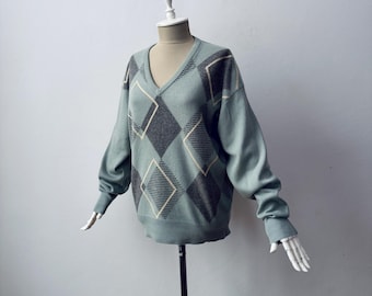 ヴィンテージ 1950 年代 スコットランド カシミア アーガイル セーター 