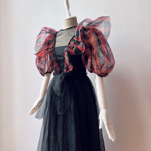 Vintage VERA MONT Long Black Dress Puff Sleeves