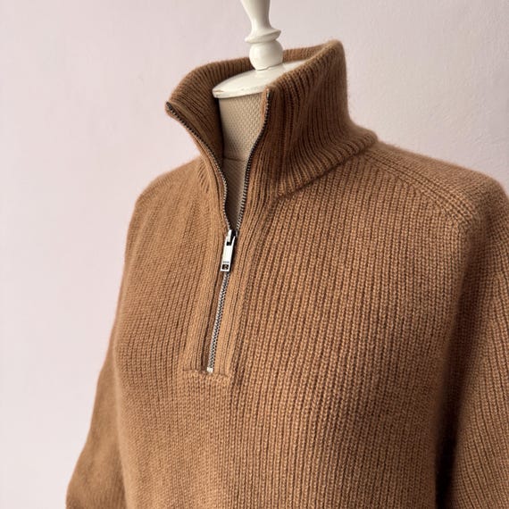 100% poil de chameau doux Pull en tricot à col cheminée et demi