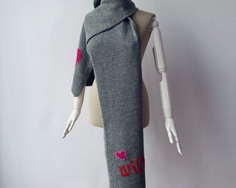 Super Soft Wool & Cashmere Women Large Knit Scarf Gray Foulard