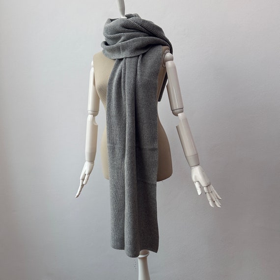 Soft Cashmere & Wool -  Light Gray Knitted Large … - image 1
