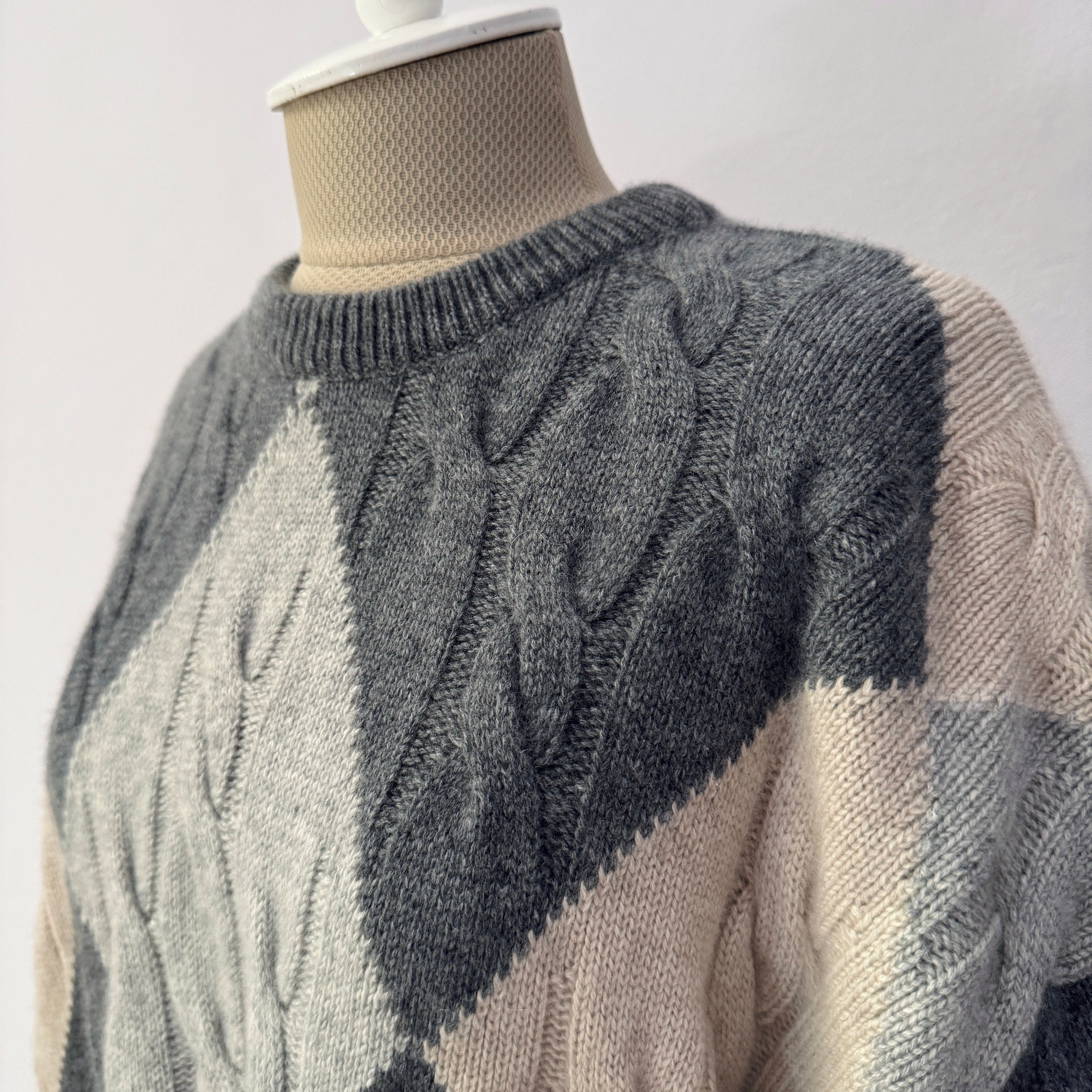 ヴィンテージ LES COPAINS - 100%ピュアカシミヤ クルーネック ルーズ