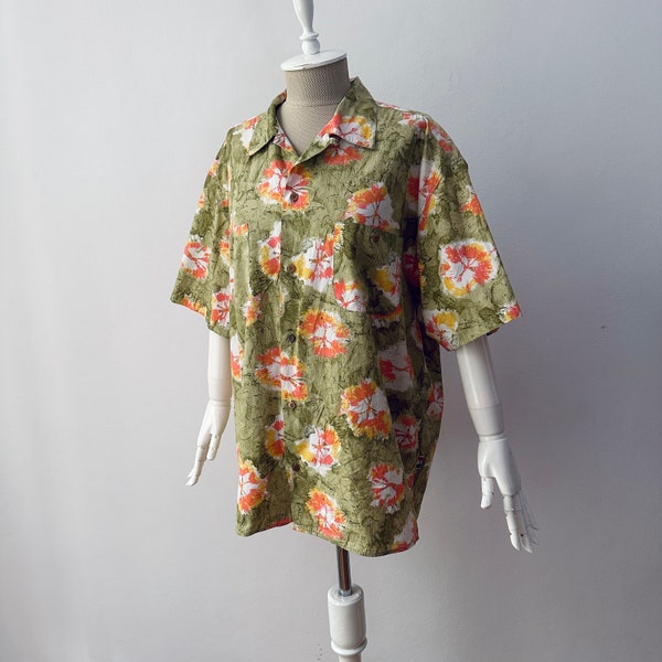 Vintage - Moschino Jeans - 90's Floral Pattern Print Festival Short Sleeve Shirt