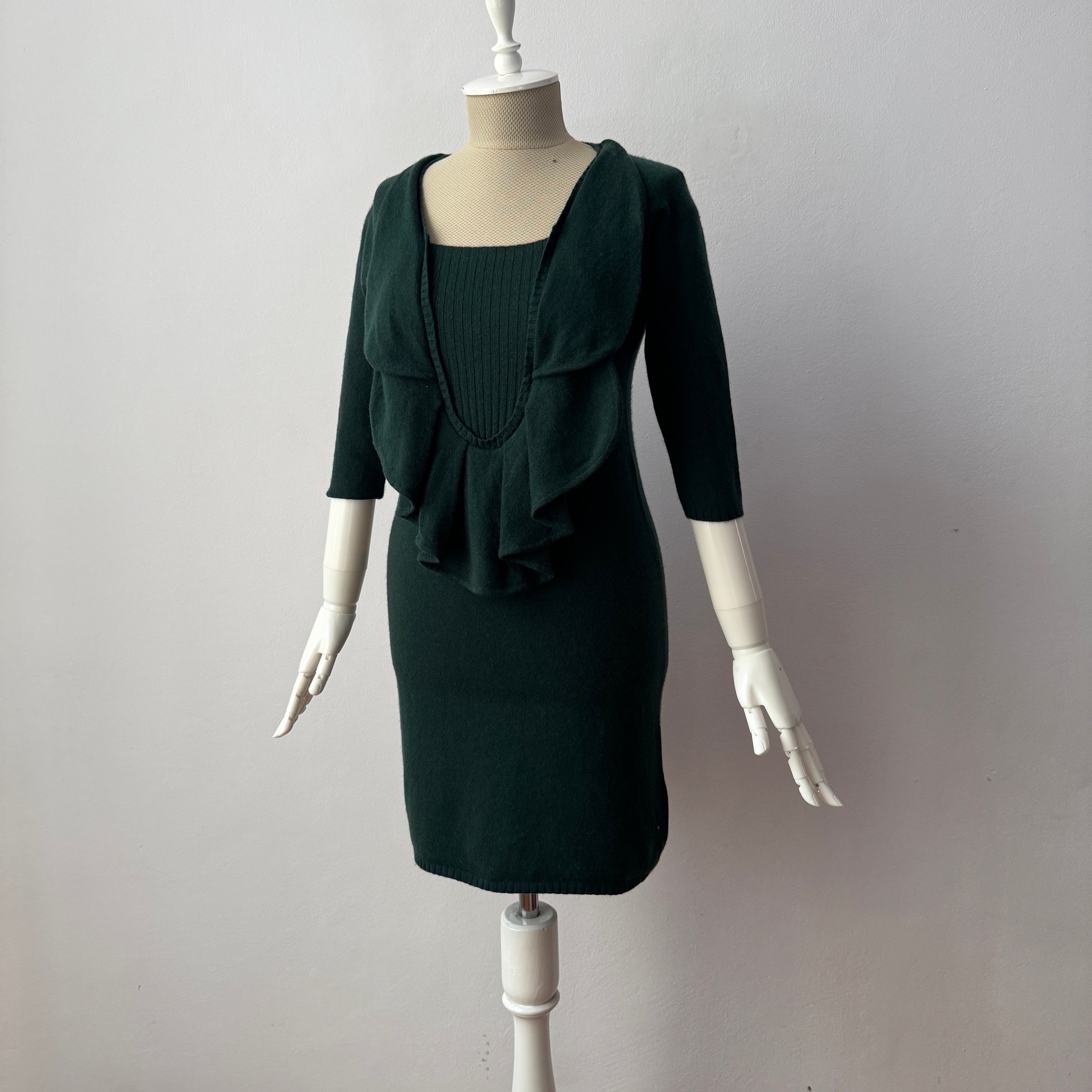green emerald velvet dress Kayla 100% Cashmere Mini Dress