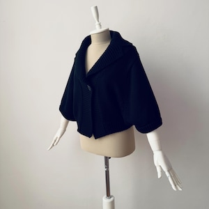 100% Merino Wool - Women&#39;s Collared Chunky Knit Oversized Cardigan Jacket