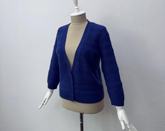 Soft Silk & Cashmere - Women's Deep V-neck Blue Cardigan