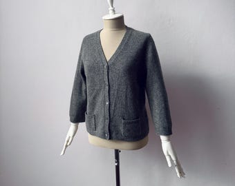 TSE 100%ピュアカシミア グレーカーディガン レディース M – 高級