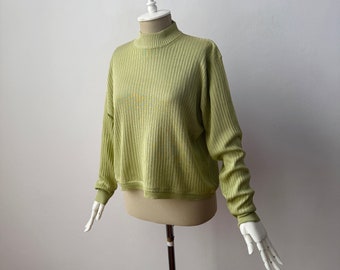 100% Soft Silk - Women's Mockneck Rib-Knit Relaxed Fit Top Sweater
