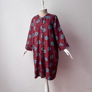 100% Linen - Women&#39;s Floral Print Oversized Summer Dress