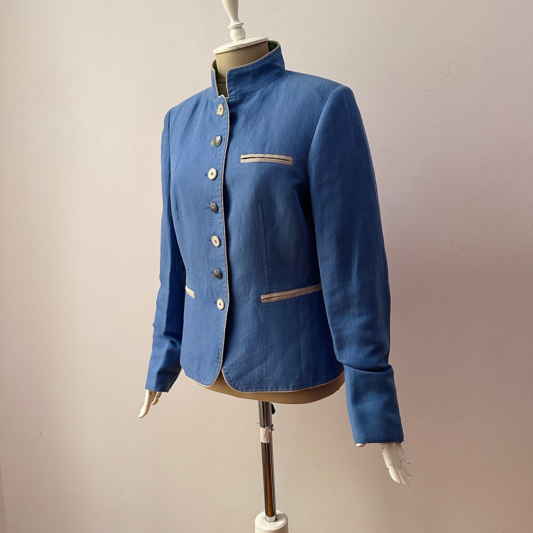 Linen & Cotton Blend Women's Light Blue Blazer Jacket Etsy